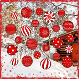 Huwena 24 Pcs Christmas Decorations Outdoor Christmas Hanging Ornaments Peppermint Candy Yard Signs Double Sided Lawn Decorations Peppermint Ornaments for Xmas(Red)