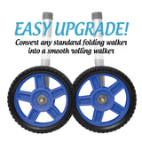 Top Glides 8" Off-Road Walker Wheel Kits with Free Flexfit Universal Ski Glides (Blue)