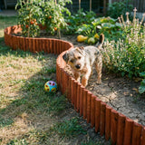 WORTH Garden Edging Border 7.9" H x 42" L, Flexible Short Wood Fence Roll Brick Red Finish, Wooden Lawn Edging for Landscaping, Wood Edging Borders for Flower Beds, Lawn & Tree Borders