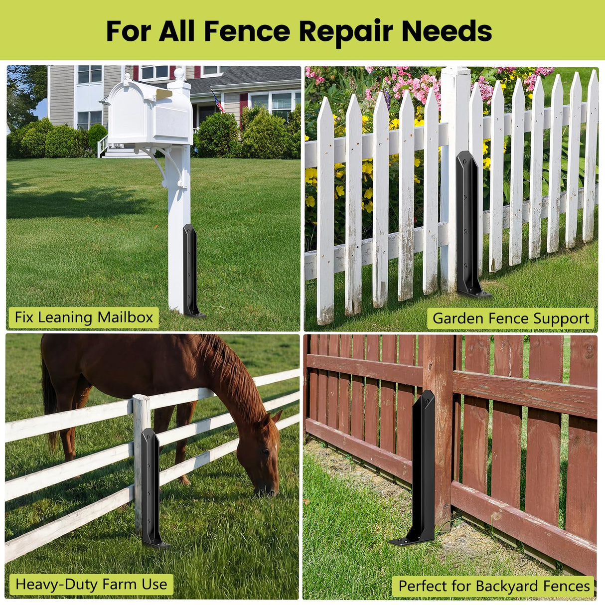 8 Pack Fence Post Repair Kit, Heavy Duty Steel Ground Spike Anchor for Fixing Leaning or Broken 4x4 & 6x6 Wood Posts, No Dig Drive-in Support for Yard, Garden & Fence