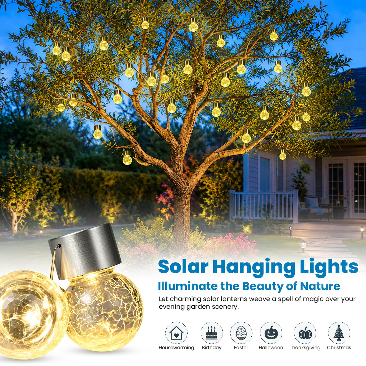 SOLPEX Hanging Solar Lights for Outside Garden Solar Hanging Lanterns 12 Pc