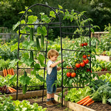 80 Inch Tall Garden Arch Trellis for Climbing Plants Outdoor, Grape Trelli Metal Vine Plants Support Flower Vegetable Tomato (Black, 33" L x 33" W x 80" H - Arch Trellis)