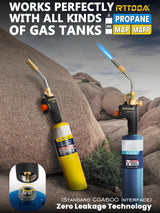 RTTOOA Propane Torch Head, GJ-8000pro High Intensity Torch Head, Trigger Start Gas Torch Kit for Propane, Pencil Flame Welding Torch Fuel by Mapp/Map/Propane, Soldering, Cooking（CSA Certified)