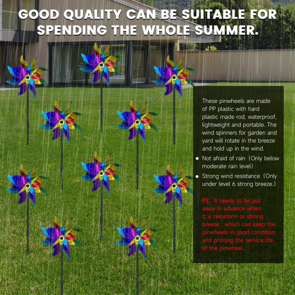 DECEED 10 PCS Reflective Pinwheels for Yard and Garden Bird Devices Pre-Installed Sparkly Wind Spinner Deterrent to Scare Birds Away from Yard Patio Farm (Multicolor-1)
