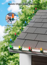 C7 C9 Christmas Lights Spring Clips, 100 Count Holiday Lights Quick Spring Clips, Shatterproof Shingle and Gutter Clips for E12, E17Socket, Rope Lights Roofline Fence Railing Mantel Christmas Trees