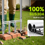 Knee-Friendly Manual Lawn Aerator Tool –Adjustable SUS304 Stainless Steel Core Aerator for Grass, Yard Aeration Tool with 4 Hollow Tines for Lawn Care and Compacted Soil,43.3"-48.5",Silver