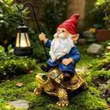 Bezseili Outdoor Garden Gnome, Funny Lawn Gnome Statue Decorations, Solar Gnome Riding Turtle Figurines Ornament for Patio, Balcony, Yard, Iutdoor Office Home Decor, Mom Grandma Sisters Gifts