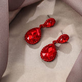 EVER FAITH Women's Austrian Crystal Wedding Party Prom Dangle Earrings Red
