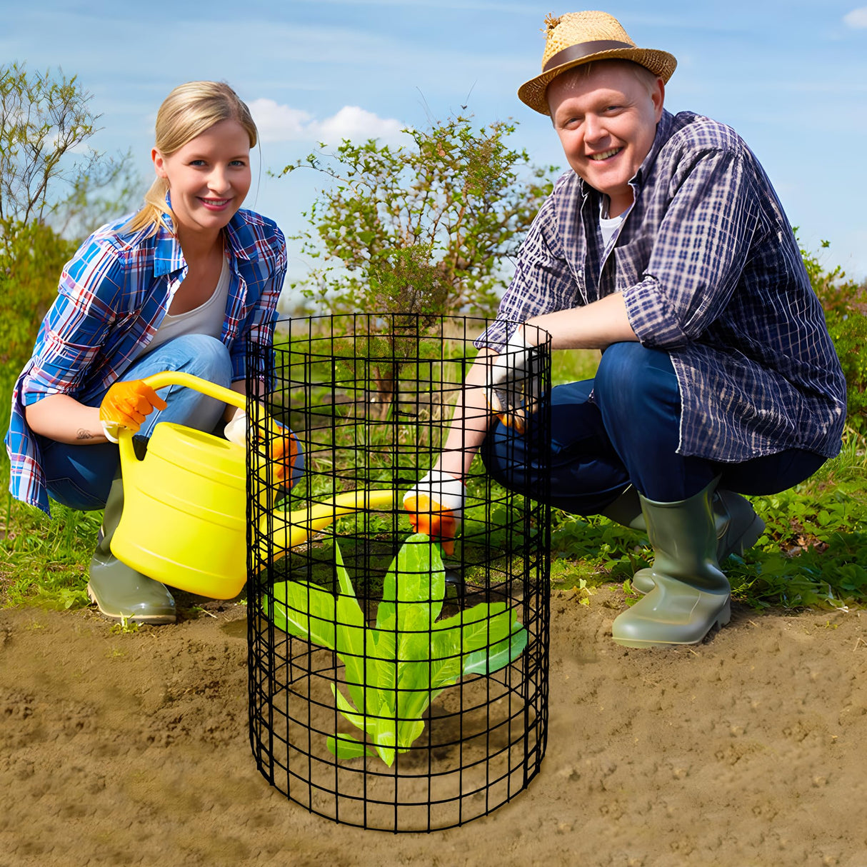 Adnee 10 Packs Wire Plant Protector from Animals - 20" H X 12" D Metal Mesh Plant Cage Covers - Sturdy Garden Bunny Barricades Chicken Wire Cloche for Plants Shrubs Vegetables Flowers