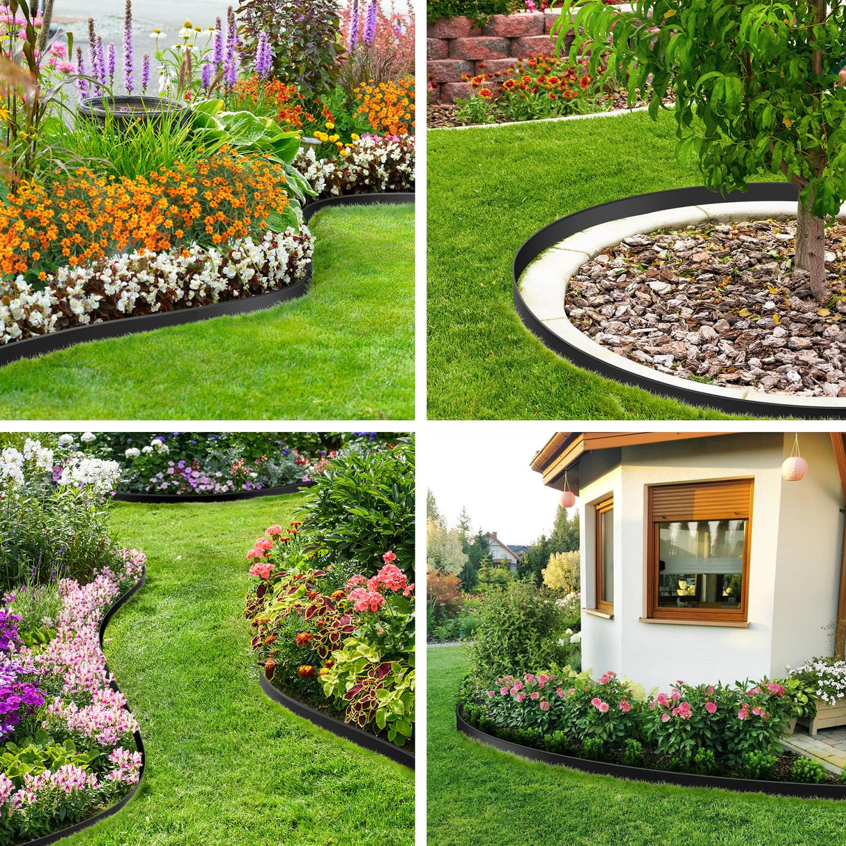 1.5 Inch x 100 FT Landscape Edging, Garden Edging Borders with 100pcs Upgrade Stakes, Flexible No Dig Plastic Garden Border for Lawn, Landscaping, Flower Beds and Yard
