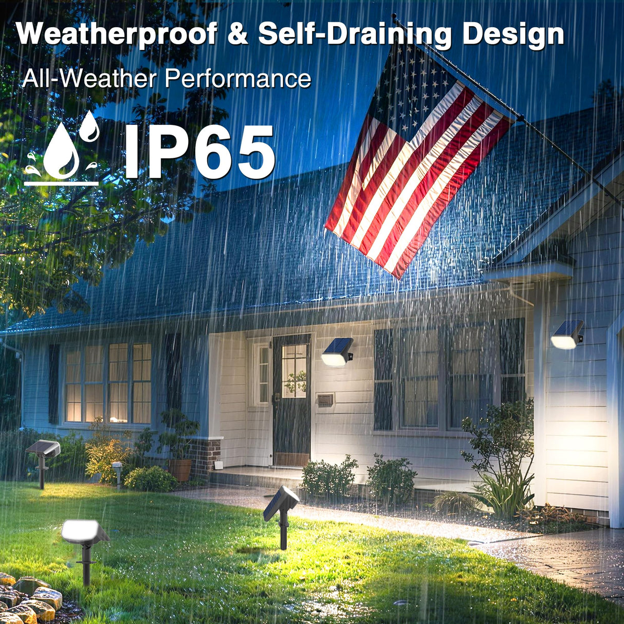 JEJOT Solar Lights Outdoor Waterproof IP65, Super Bright LED with Lens, 6500K 2 Lighting Modes, Solar Powered Yard Garden Solar Spot Lights for Outside Landscape Auto On/Off - 6 Pack