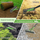 Thatch Rake, 51" Lawn Thatching Rake for Cleaning Dead Grass, 13 Inch Wide Heavy Duty 21 Teeth Steel Metal Rakes, Landscaping Raking Garden Tools for Lawn Care Loosening Leveling Soil Mulch