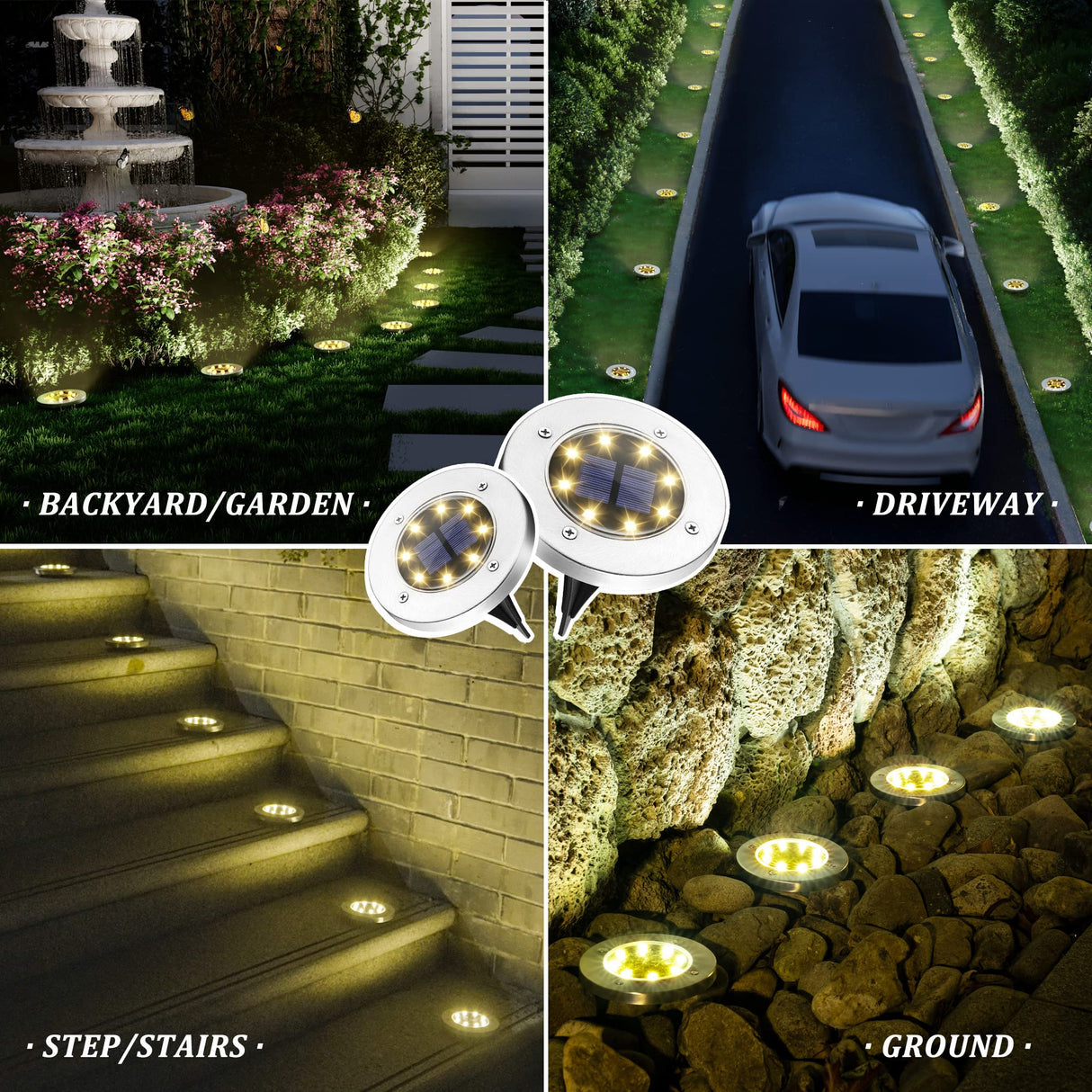 SOLPEX 20 Pack Solar Ground Lights Waterproof, Solar Powered Garden Lights, Landscape Lighting for Pathway Driveway Patio Backyard Walkway (Warm White)