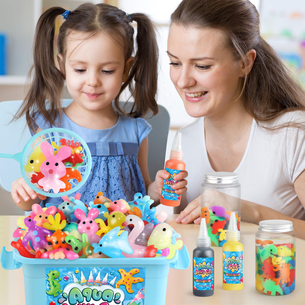 Magic Gel Water Elf Toy Kit, Aqua Fairy Water Gel Kit for Kids with 10PCS Aqua Jelly Gels & Animal Mold, Gift for Christmas, Easter, Birthday, New Year, Creative Art Craft Girls 6 7 8 9 10 Year Old