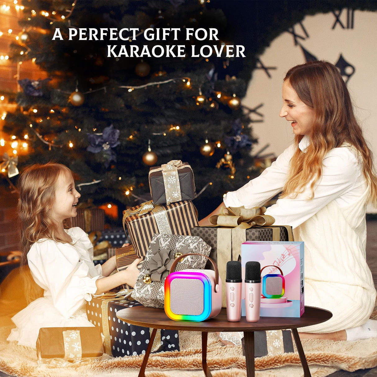 IROO Mini Karaoke Machine for Kids, 2025 TOP Toys Christmas Birthday Gifts Ideas for Girls Ages 4, 5, 6, 7, 8, 9, 10, 12+ Years Old, Portable MP3 Player with 2 Wireless Mics for Party