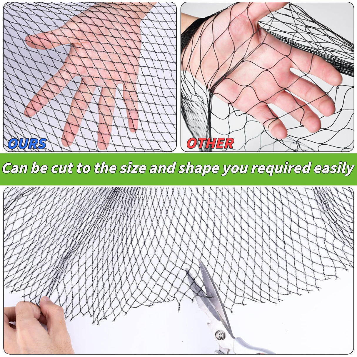 Garden Mesh Netting 10x50 FT - Heavy Duty Bird Net, Mesh Pest Barrier Reusable Ultra Fine Deer Fence Netting Crops Row Cover Raised Bed Protect Fruits Flower Vegetables from Bird Deer Squirrel