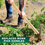 Bucherry 2 Pcs 35 Inches Pickaxe Handles Beech Wood Handles Replacement Tool Set for Heavy Duty Pick Axe, Mattock Heads, for Gardening, Landscaping, Yard and Outdoors Work