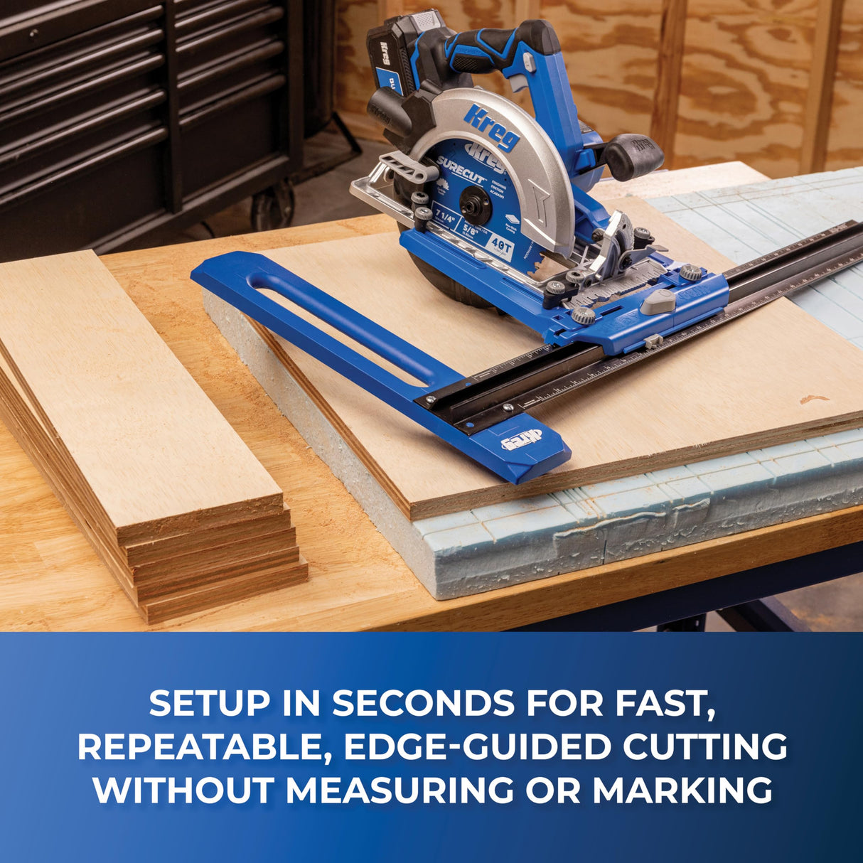 Kreg KMA2400 Rip-Cut Circular Saw Guide - Cutting Tool - Guide is Best for Regular (Side-Blade) Circular Saw - Ensure Compatibility Before Use - Woodworking Tools for Home Improvement