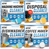 Washer Dishwasher Disposal & Coffee Cleaner Tablets - 96 Tabs Includes ACTIVE Washing Machine Cleaner, Dishwasher, Disposer, Coffee Maker Descale Tabs - Deep Clean & Refresh Appliance - 1 Year Supply