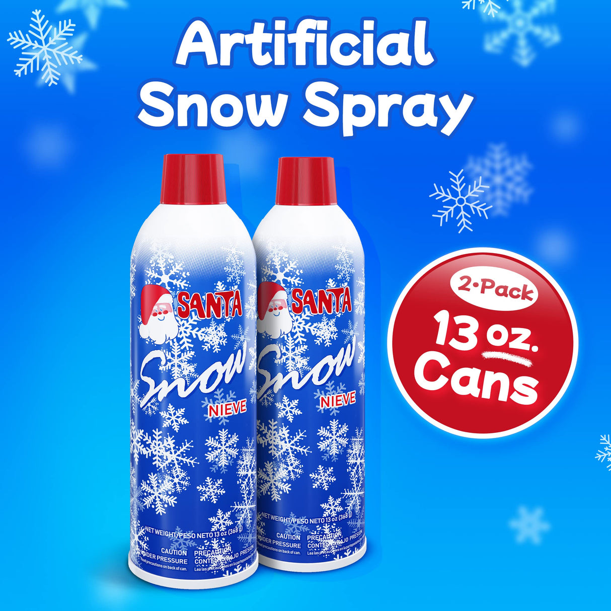 Prextex Winter Textured Snow Spray - 2 Pack 13oz Aerosol Bottles - Flocking Spray for Christmas Tree, Artificial Snows for Crafts, Fake Snows for Windows, Holiday Decorations, Snow Effect