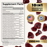 VitaUp Mushroom Gummies for Adults - USA Made 10 in 1 Mushroom Supplement - Mushroom Complex with Lions Mane, Cordyceps, Turkey Tail, Reishi, Shiitake for Cognitive & Immune Support - 60 Count