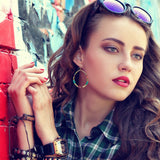 SPUNKYsoul presents "Zura" Bohemian Multi-Colored Cube Beaded Hoop Earrings for Women (Teal/Red/Cube)