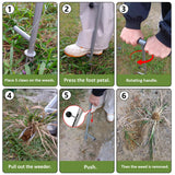 OUTUQ Stand-Up Weed Puller Tool - Stainless Steel with Ergonomic Handle & Foot Pedal