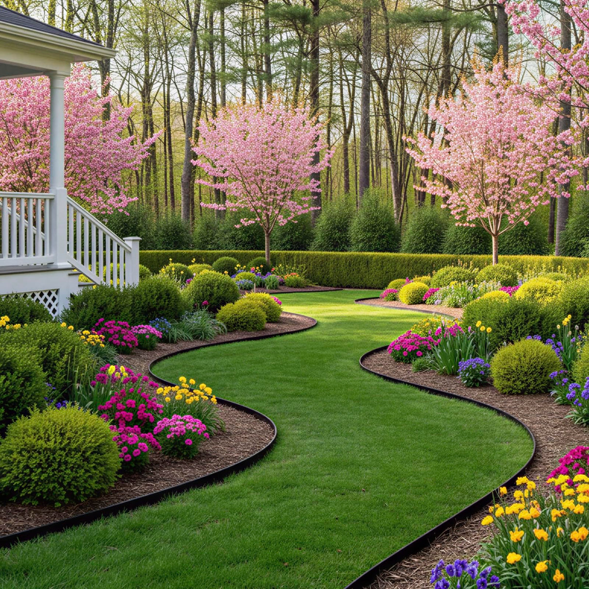 Garden Edging, 50FT x 2" Flexible Plastic Landscape Border with 48 Stakes