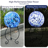 Lily's Home Gazing Ball - 10" Glass Globe with Solar Powered Lights - Outdoor Solar Lights for Yard & Patio - Garden Decor - Automatic On/Off Photosensitive Switch - Battery Included - Blue