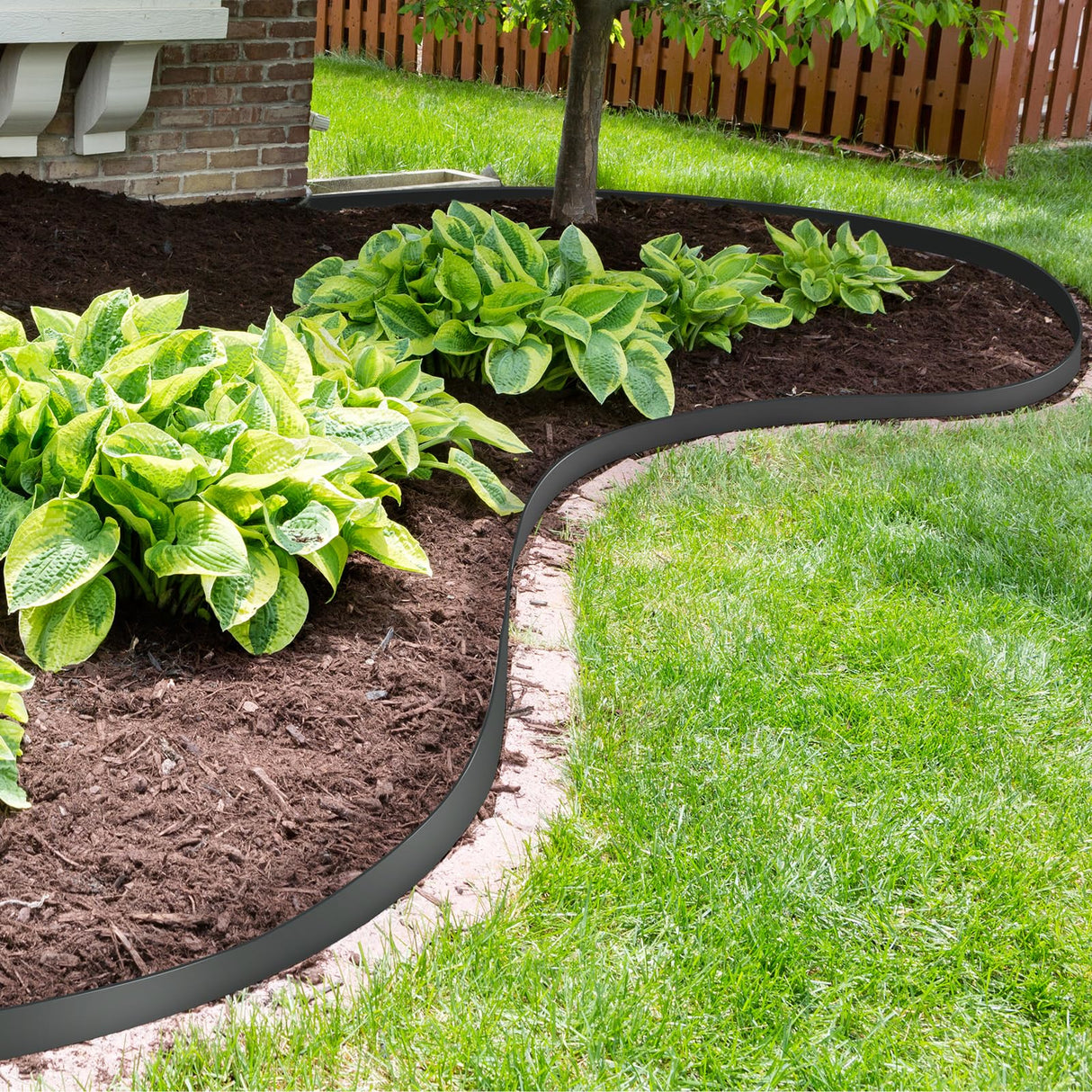 Velway No Dig Landscape Edging Kit 66FT with 100 Spikes Heavy Duty Black