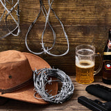 Taiyin 4 Pcs 32.8 Foot Fake Rusted Barbed Wire Decoration Halloween Plastic Faux Barb Wire Prop Western Decor for Cowboy Christmas Party (Silver)