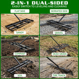 Housolution 32"x10" Lawn Leveling Rake with Serrated Edge & Smooth Plate