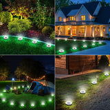 Joomer 16 Pack Solar Ground Lights, 2-in-1 Solar Lights Outdoor Waterproof Solar Powered Disc Light Landscape Garden Lighting Light for Patio Pathway Lawn Yard Driveway Walkway Deck Step(White)