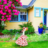FuWeave Summer Porch Goose Outfit for 23''/17" Cement Statue Goose Skirt Costume for Fall Spring Outdoor Yard Lawn Patio(Strawberry1,23 Inches)