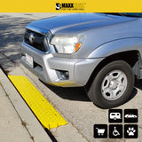 MAXXHAUL 50707 Portable Interlocking Plastic Curb Threshold Ramps Set (Yellow) for Loading Dock, Driveway, Sidewalk for Scooter, Wheelchair, Car, Truck, Motorcycle, Dolly