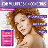 LB LILLYBRIGHT NATURALS Glutathione Capsules - 1,500mcg L-Glutathione Supplement with Vitamin C - Skin Tone Enhancer - Targets Dark Spots & Acne Marks - Potent Antioxidant - 60 Skin Pills