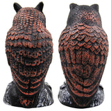 Hausse 2 Pack Fake Horned Owl Bird Scarecrow Decoy 10.5 Inch Height, Plastic Deterrents, Halloween Decoration, Nature Enemy Pest Repellent for Outdoor Garden Yard