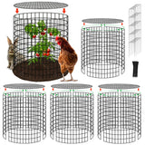 Hi Sasara 5 Sets Wire Plant Protectors Cage with Staples,11.8" Dia x 11.8" H,Plant Protector with Round Lids to Keep Animals Out,Wire Plant Protector Cage for Plants Vegetables Flower
