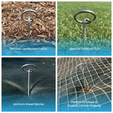 Super Geotextile Round Top Landscape Pins – 11 Gauge Heavy Duty 6 Inch Galvanized Steel Stakes for Landscape Fabric and Weed Barrier, 100 Pack