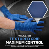 Thickster Powder-Free Exam Grade Latex Disposable Gloves. Size Medium. Blue, 14 mil Thickness, 12" Length. Fully Textured for Superior Grip. Single Use. Pack of 50. (6602-20)