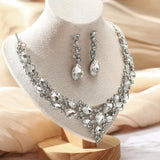 BriLove Women's Wedding Statement Necklace Dangle Earring Jewelry Clear