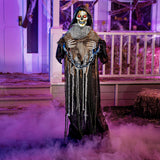 JOYIN Halloween Decorations Outdoor Life Size Animatronics Grim Reaper with Chain, Sound-Actived Party Decor with Creepy Sound, Scary Haunted House Props for Garden Yard Lawn