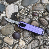 Caressolove Automatic Utility Knife, Safety Black Box Cutter Retractable, EDC Push Button Knife, Exacto Scalpel Knife, 10PCS #23 Razor Blades Pocket Knife with Clip (Purple)