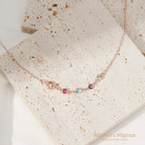 Family Birthstone Necklace for Women, Mom Birthstone Necklace 1 to 6 Stones