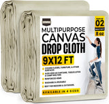 Utopia Drop Cloth for Painting (9x12 ft, 2 Pack) Washable and Reusable Drop Cloth for Painting, Furniture & Floor Protection Highly Absorbent Paint Cover - Thick Canvas Tarp for Outdoor and Indoor Use