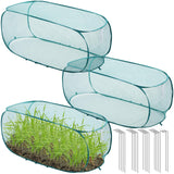 Threehoney 3 Pcs 45" x 20" x 18" Foldable Garden Rows Plants Cover Vegetable Mesh Plant Protector Net Cage Guard with Ground Nails for Protecting Vegetables Fruits Seedlings Flowers