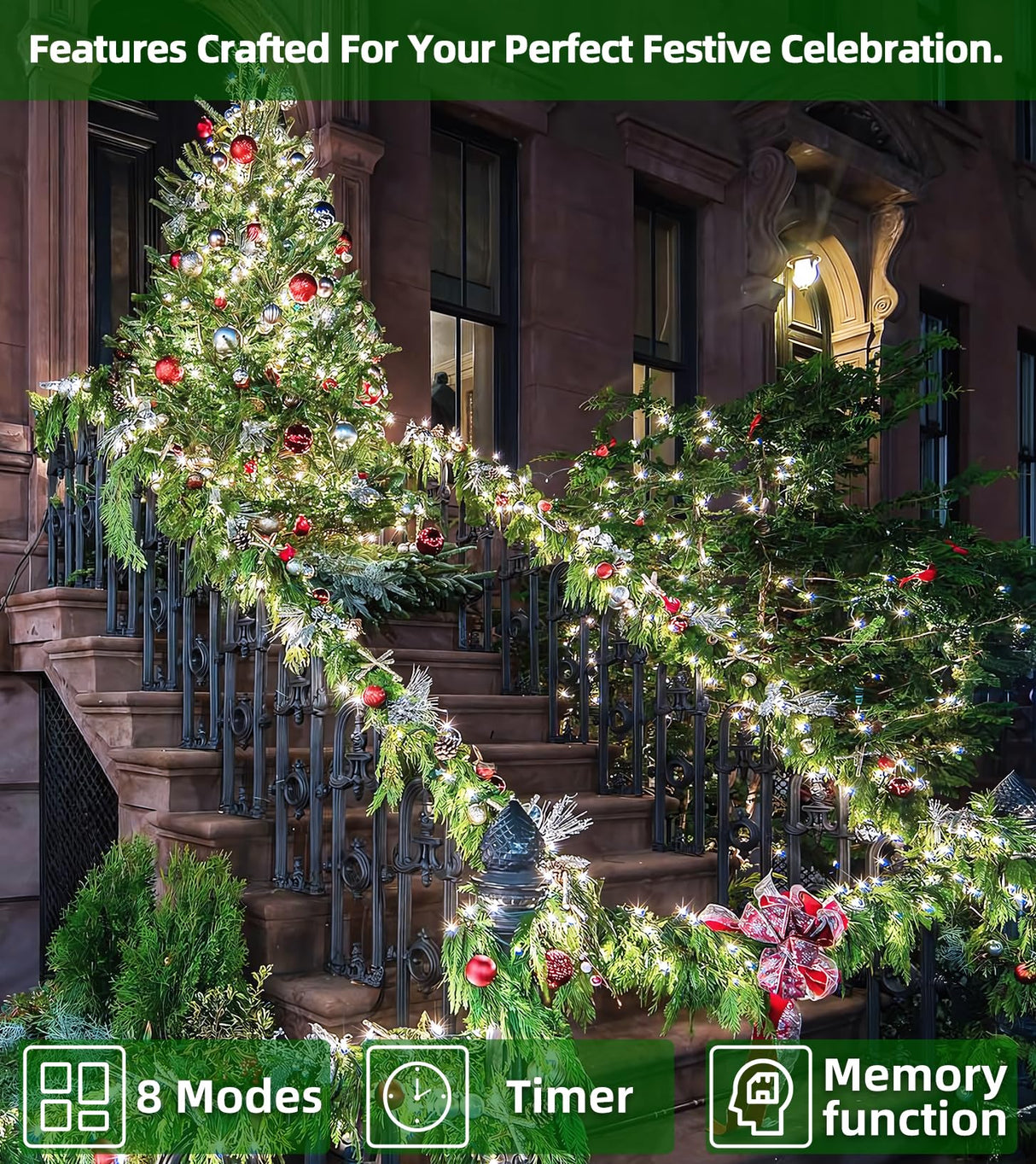 1500 LED 492FT Christmas Lights Outdoors, Green Wire LED String Lights with Timer Memory, Christmas Tree Lights for Indoor Outdoor Christmas Decorations Party Xmas Wedding Garden Patio Cool White