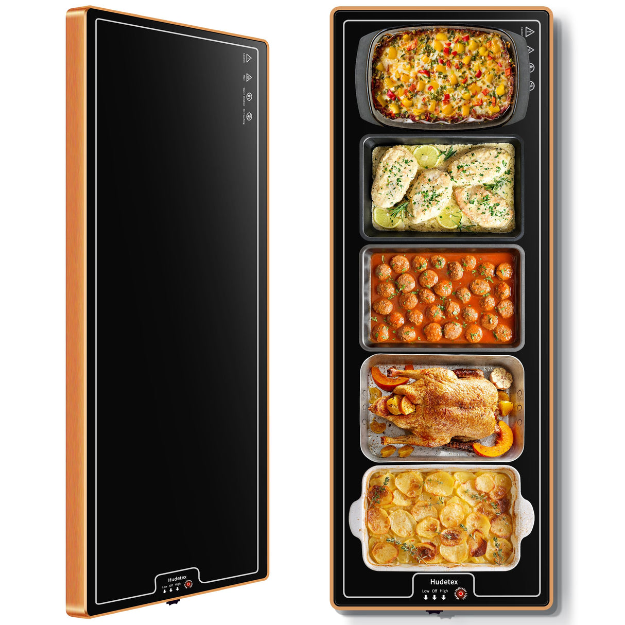 Warming Mat for Food (Extra Long 47"x12"), Warming Trays for Buffets Party & Daily Use, Temperature Control Food Warmer, Full Surface Warm Tempered Glass Food Warming Mat, Black Electric Warming Tray