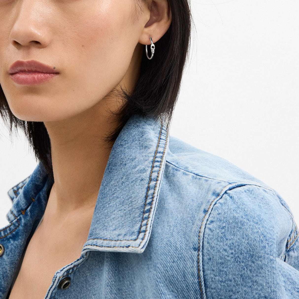 COACH Signature Hoop Earrings Rhodium One Size