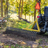 YZONA 60" 3 Point Rock Rake for Tractors, Heavy-Duty Landscape Rake with 360° Rotation, Category 1 Hitch Attachment, Tow-Behind Pine Straw Harrow for Garden, Lawn Care, Farm, Black & Yellow